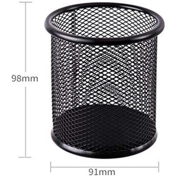 Black Pen Holder Cup for Desk Wire Mesh Pencil Cup Holder for Desk Organizer - Picture 6 of 8
